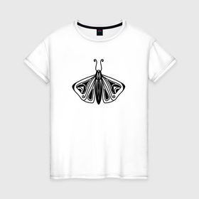Женская футболка хлопок с принтом Мотылек в стиле готика в Екатеринбурге, 100% хлопок | прямой крой, круглый вырез горловины, длина до линии бедер, слегка спущенное плечо | 