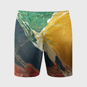 Мужские шорты спортивные с принтом Мраморная радуга в Курске,  |  | 