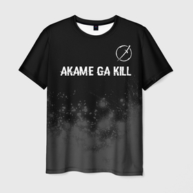 Мужская футболка 3D с принтом Akame ga Kill glitch на темном фоне: символ сверху , 100% полиэфир | прямой крой, круглый вырез горловины, длина до линии бедер | 