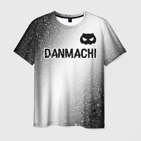 Мужская футболка 3D с принтом DanMachi glitch на светлом фоне: символ сверху в Екатеринбурге, 100% полиэфир | прямой крой, круглый вырез горловины, длина до линии бедер | Тематика изображения на принте: 
