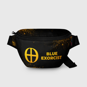 Поясная сумка 3D с принтом Blue Exorcist   gold gradient: надпись и символ , 100% полиэстер | плотная ткань, ремень с регулируемой длиной, внутри несколько карманов для мелочей, основное отделение и карман с обратной стороны сумки застегиваются на молнию | 