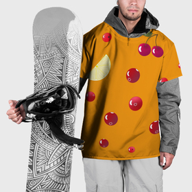 Накидка на куртку 3D с принтом Ягоды и лимон, оранжевый фон в Курске, 100% полиэстер |  | Тематика изображения на принте: 