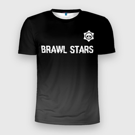 Мужская футболка 3D Slim с принтом Brawl Stars glitch на темном фоне: символ сверху , 100% полиэстер с улучшенными характеристиками | приталенный силуэт, круглая горловина, широкие плечи, сужается к линии бедра | 