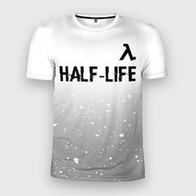 Мужская футболка 3D Slim с принтом Half Life glitch на светлом фоне: символ сверху в Кировске, 100% полиэстер с улучшенными характеристиками | приталенный силуэт, круглая горловина, широкие плечи, сужается к линии бедра | Тематика изображения на принте: 