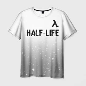 Мужская футболка 3D с принтом Half Life glitch на светлом фоне: символ сверху в Кировске, 100% полиэфир | прямой крой, круглый вырез горловины, длина до линии бедер | Тематика изображения на принте: 