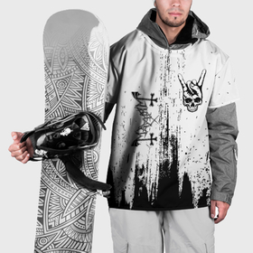 Накидка на куртку 3D с принтом Mayhem и рок символ на светлом фоне в Екатеринбурге, 100% полиэстер |  | 