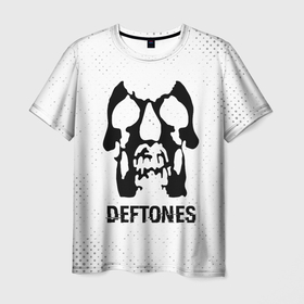 Мужская футболка 3D с принтом Deftones glitch на светлом фоне в Кировске, 100% полиэфир | прямой крой, круглый вырез горловины, длина до линии бедер | Тематика изображения на принте: 
