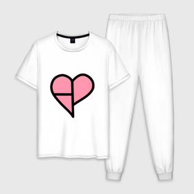 Мужская пижама хлопок с принтом Сердечко BLACKPINK в Курске, 100% хлопок | брюки и футболка прямого кроя, без карманов, на брюках мягкая резинка на поясе и по низу штанин
 | 