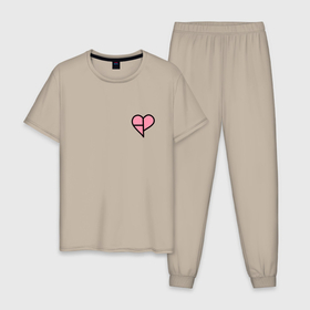 Мужская пижама хлопок с принтом Сердечко BlackPink   мини в Курске, 100% хлопок | брюки и футболка прямого кроя, без карманов, на брюках мягкая резинка на поясе и по низу штанин
 | 
