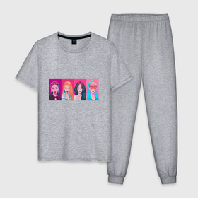 Мужская пижама хлопок с принтом Портреты Black pink в Кировске, 100% хлопок | брюки и футболка прямого кроя, без карманов, на брюках мягкая резинка на поясе и по низу штанин
 | 