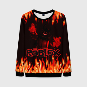 Мужской свитшот 3D с принтом Fire Roblox в Белгороде, 100% полиэстер с мягким внутренним слоем | круглый вырез горловины, мягкая резинка на манжетах и поясе, свободная посадка по фигуре | 