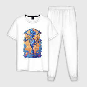 Мужская пижама хлопок с принтом Аниме Весы в Тюмени, 100% хлопок | брюки и футболка прямого кроя, без карманов, на брюках мягкая резинка на поясе и по низу штанин
 | 