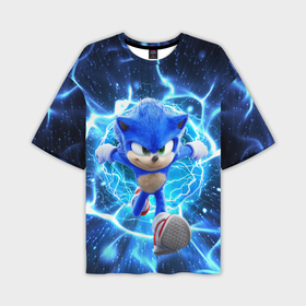 Мужская футболка oversize 3D с принтом Sonic electric waves ,  |  | 
