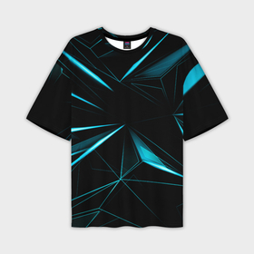 Мужская футболка oversize 3D с принтом Light blue hexagon в Курске,  |  | Тематика изображения на принте: 
