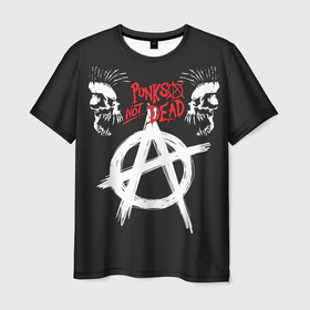 Мужская футболка 3D с принтом Punks not dead   анархия в Курске, 100% полиэфир | прямой крой, круглый вырез горловины, длина до линии бедер | 
