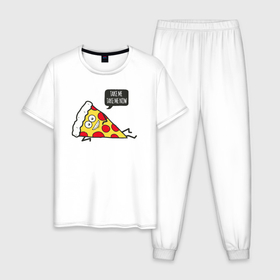 Мужская пижама хлопок с принтом Пицца возьми меня сейчас в Новосибирске, 100% хлопок | брюки и футболка прямого кроя, без карманов, на брюках мягкая резинка на поясе и по низу штанин
 | 