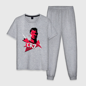 Мужская пижама хлопок с принтом Ronaldo pink в Екатеринбурге, 100% хлопок | брюки и футболка прямого кроя, без карманов, на брюках мягкая резинка на поясе и по низу штанин
 | 
