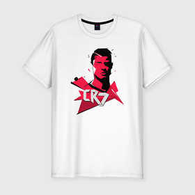 Мужская футболка хлопок Slim с принтом Ronaldo pink в Екатеринбурге, 92% хлопок, 8% лайкра | приталенный силуэт, круглый вырез ворота, длина до линии бедра, короткий рукав | 