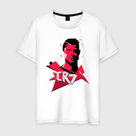Мужская футболка хлопок с принтом Ronaldo pink в Екатеринбурге, 100% хлопок | прямой крой, круглый вырез горловины, длина до линии бедер, слегка спущенное плечо. | 