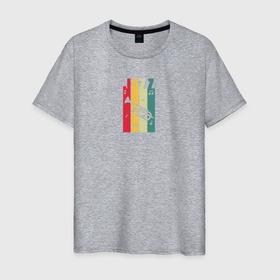 Мужская футболка хлопок с принтом Труба и разноцветные полосы в Екатеринбурге, 100% хлопок | прямой крой, круглый вырез горловины, длина до линии бедер, слегка спущенное плечо. | 