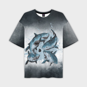 Мужская футболка oversize 3D с принтом Стая акул в Тюмени,  |  | 