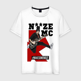 Мужская футболка хлопок с принтом Noize MC   guitarist в Белгороде, 100% хлопок | прямой крой, круглый вырез горловины, длина до линии бедер, слегка спущенное плечо. | 