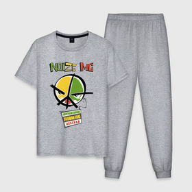 Мужская пижама хлопок с принтом Noize MC   evil peace в Петрозаводске, 100% хлопок | брюки и футболка прямого кроя, без карманов, на брюках мягкая резинка на поясе и по низу штанин
 | Тематика изображения на принте: 