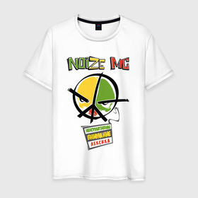 Мужская футболка хлопок с принтом Noize MC   evil peace в Петрозаводске, 100% хлопок | прямой крой, круглый вырез горловины, длина до линии бедер, слегка спущенное плечо. | Тематика изображения на принте: 