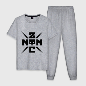 Мужская пижама хлопок с принтом Noize MC logo в Петрозаводске, 100% хлопок | брюки и футболка прямого кроя, без карманов, на брюках мягкая резинка на поясе и по низу штанин
 | 
