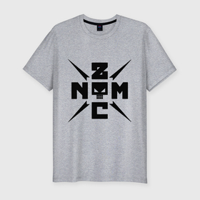 Мужская футболка хлопок Slim с принтом Noize MC logo в Петрозаводске, 92% хлопок, 8% лайкра | приталенный силуэт, круглый вырез ворота, длина до линии бедра, короткий рукав | 