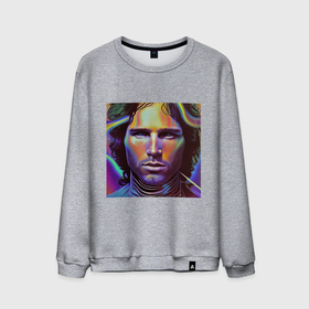 Мужской свитшот хлопок с принтом Jim Morrison neon portrait art , 100% хлопок |  | Тематика изображения на принте: 