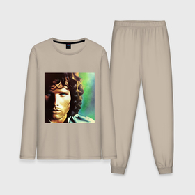Мужская пижама с лонгсливом хлопок с принтом Jim Morrison One eye Digital Art в Екатеринбурге,  |  | 