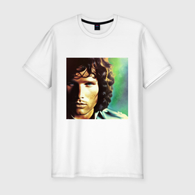Мужская футболка хлопок Slim с принтом Jim Morrison One eye Digital Art в Белгороде, 92% хлопок, 8% лайкра | приталенный силуэт, круглый вырез ворота, длина до линии бедра, короткий рукав | 