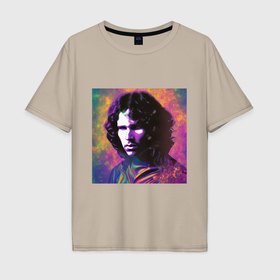 Мужская футболка хлопок Oversize с принтом Jim Morrison few color digital Art в Новосибирске, 100% хлопок | свободный крой, круглый ворот, “спинка” длиннее передней части | Тематика изображения на принте: 