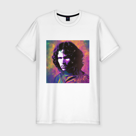 Мужская футболка хлопок Slim с принтом Jim Morrison few color digital Art в Кировске, 92% хлопок, 8% лайкра | приталенный силуэт, круглый вырез ворота, длина до линии бедра, короткий рукав | 