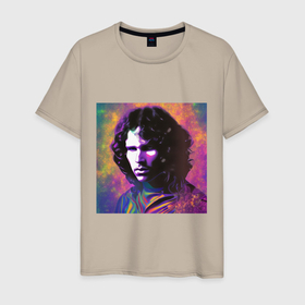 Мужская футболка хлопок с принтом Jim Morrison few color digital Art в Белгороде, 100% хлопок | прямой крой, круглый вырез горловины, длина до линии бедер, слегка спущенное плечо. | 