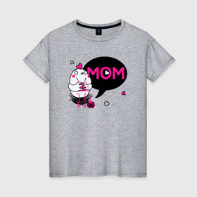 Женская футболка хлопок с принтом mom chicken курочка мама в Санкт-Петербурге, 100% хлопок | прямой крой, круглый вырез горловины, длина до линии бедер, слегка спущенное плечо | 