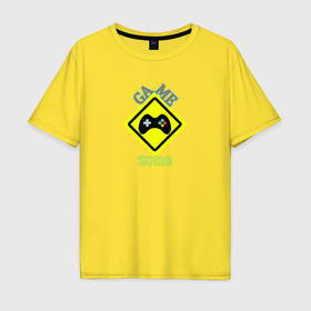 Мужская футболка хлопок Oversize с принтом Игровая зона геймера в Тюмени, 100% хлопок | свободный крой, круглый ворот, “спинка” длиннее передней части | 
