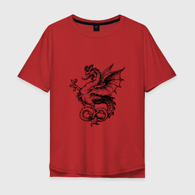 Мужская футболка хлопок Oversize с принтом the dragon of Asia в Новосибирске, 100% хлопок | свободный крой, круглый ворот, “спинка” длиннее передней части | 