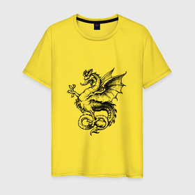 Мужская футболка хлопок с принтом the dragon of Asia в Новосибирске, 100% хлопок | прямой крой, круглый вырез горловины, длина до линии бедер, слегка спущенное плечо. | 