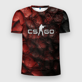 Мужская футболка 3D Slim с принтом CS GO dark texture в Екатеринбурге, 100% полиэстер с улучшенными характеристиками | приталенный силуэт, круглая горловина, широкие плечи, сужается к линии бедра | 