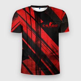 Мужская футболка 3D Slim с принтом CS GO black and red в Петрозаводске, 100% полиэстер с улучшенными характеристиками | приталенный силуэт, круглая горловина, широкие плечи, сужается к линии бедра | Тематика изображения на принте: 