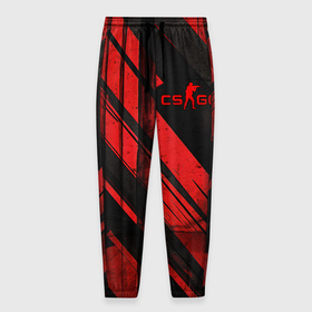Мужские брюки 3D с принтом CS GO black and red , 100% полиэстер | манжеты по низу, эластичный пояс регулируется шнурком, по бокам два кармана без застежек, внутренняя часть кармана из мелкой сетки | Тематика изображения на принте: 