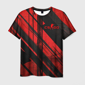 Мужская футболка 3D с принтом CS GO black and red в Петрозаводске, 100% полиэфир | прямой крой, круглый вырез горловины, длина до линии бедер | 