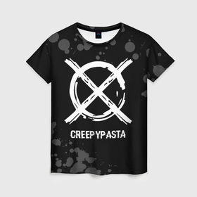 Женская футболка 3D с принтом CreepyPasta glitch на темном фоне , 100% полиэфир ( синтетическое хлопкоподобное полотно) | прямой крой, круглый вырез горловины, длина до линии бедер | 