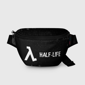 Поясная сумка 3D с принтом Half Life glitch на темном фоне: надпись и символ в Белгороде, 100% полиэстер | плотная ткань, ремень с регулируемой длиной, внутри несколько карманов для мелочей, основное отделение и карман с обратной стороны сумки застегиваются на молнию | 