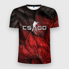Мужская футболка 3D Slim с принтом CS GO dark red texture , 100% полиэстер с улучшенными характеристиками | приталенный силуэт, круглая горловина, широкие плечи, сужается к линии бедра | 