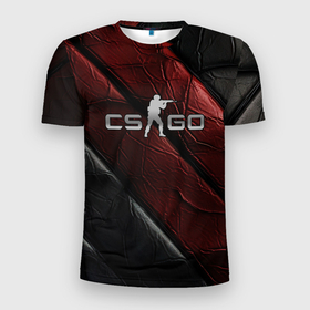 Мужская футболка 3D Slim с принтом CS GO dark  red texture , 100% полиэстер с улучшенными характеристиками | приталенный силуэт, круглая горловина, широкие плечи, сужается к линии бедра | 