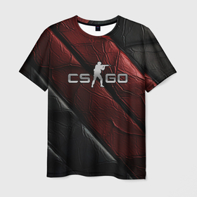 Мужская футболка 3D с принтом CS GO dark  red texture в Тюмени, 100% полиэфир | прямой крой, круглый вырез горловины, длина до линии бедер | 