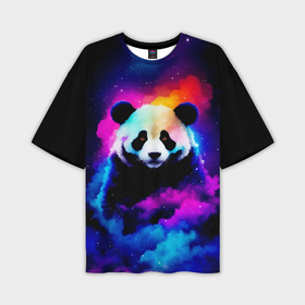 Мужская футболка oversize 3D с принтом Панда и краски ,  |  | 